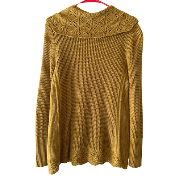 Chico’s Mustard Brown Textured Cowl-Neck Pullover Sweater - Picture 3 of 9